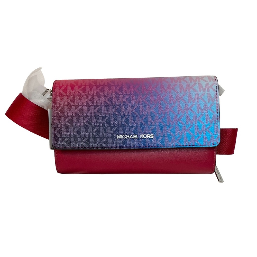 Michael Kors Jet Set East West Gradient Logo Crossbody – Red Blue Ombré NWT